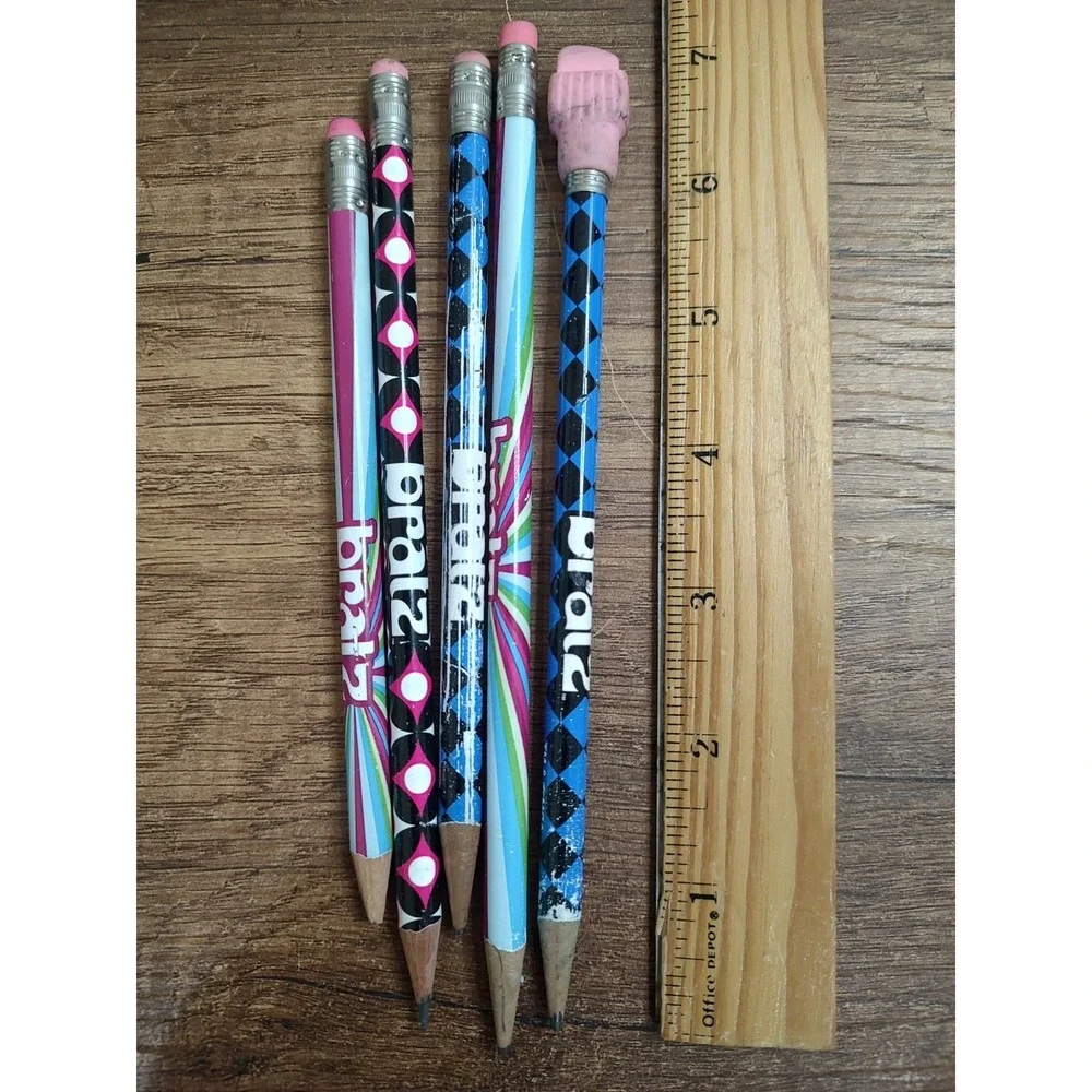 Y2K Bratz Pencil Lot Of 5 Stationary Pink Blue TM & MGA Vintage